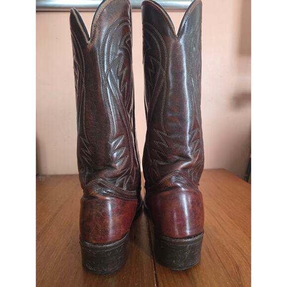Laredo Mens 12in Black Cherry Western Style Traditional Cowboy Boots Size 7 - Picture 3 of 8